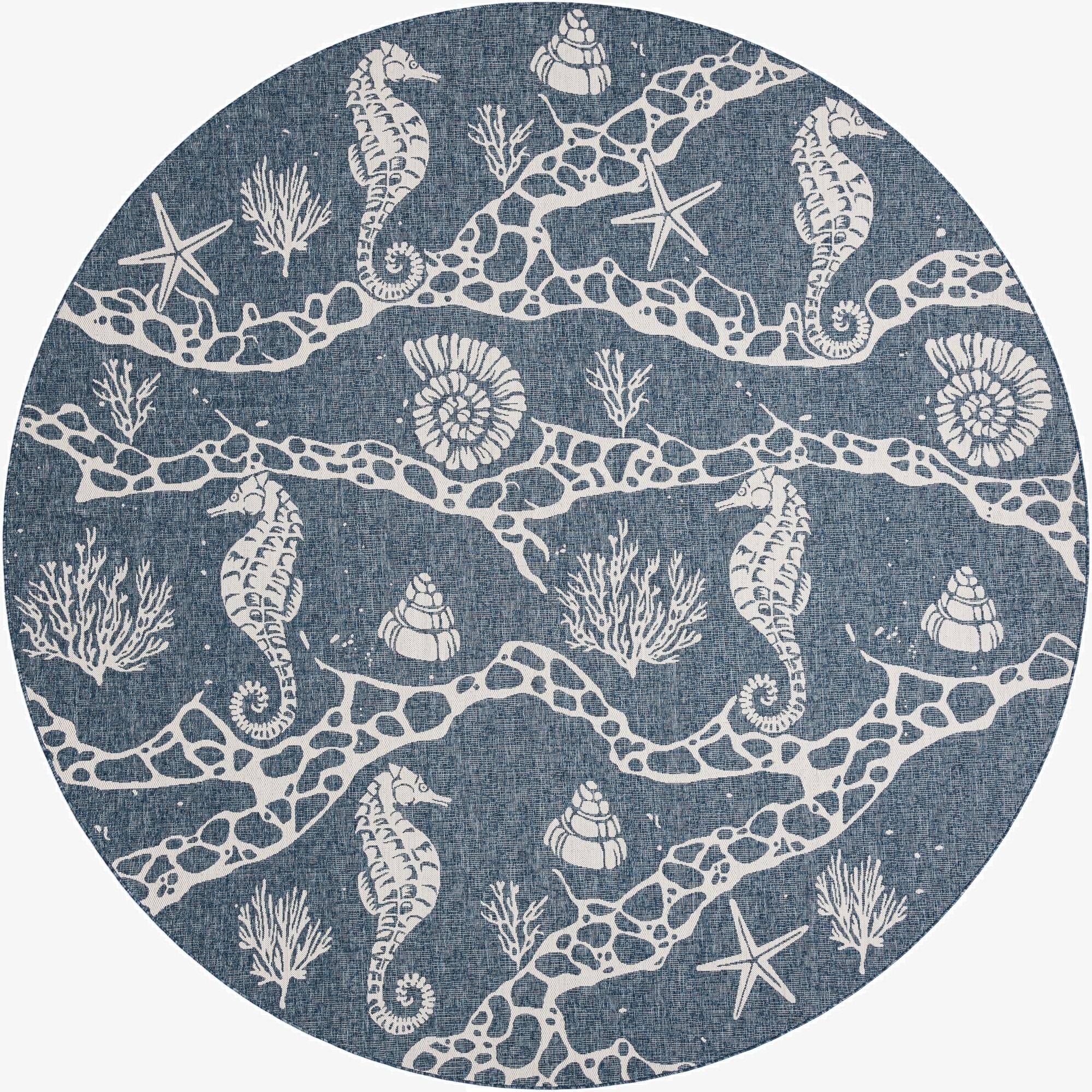  12' x 12'  Washable Coastal Indoor / Outdoor Round Rug