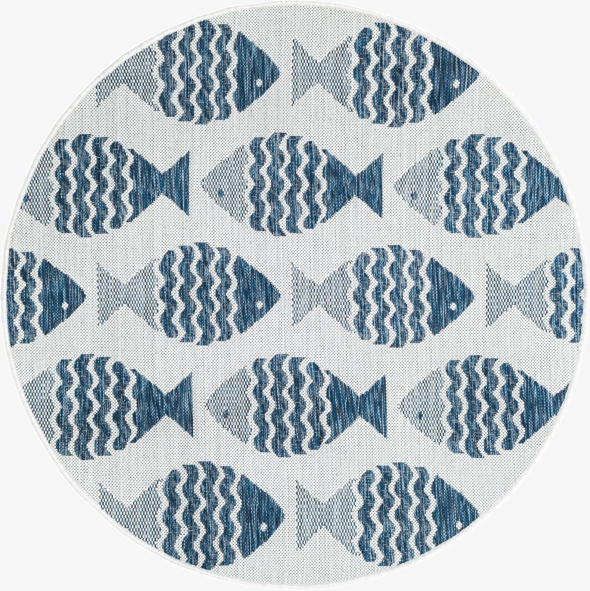 4' x 4'  Washable Coastal Indoor / Outdoor Round Rug