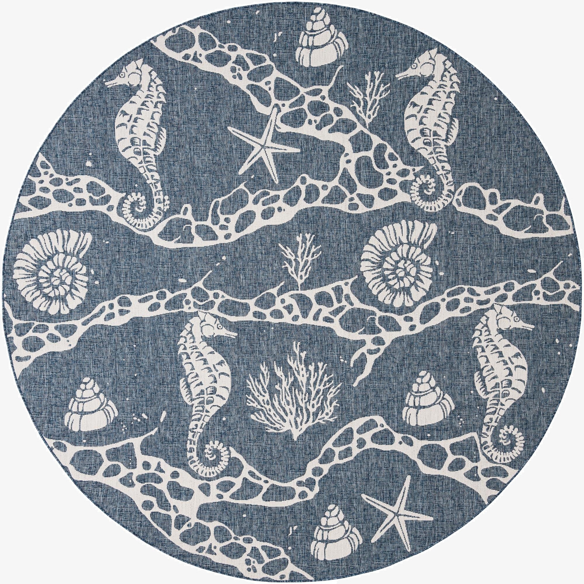  10' x 10'  Washable Coastal Indoor / Outdoor Round Rug