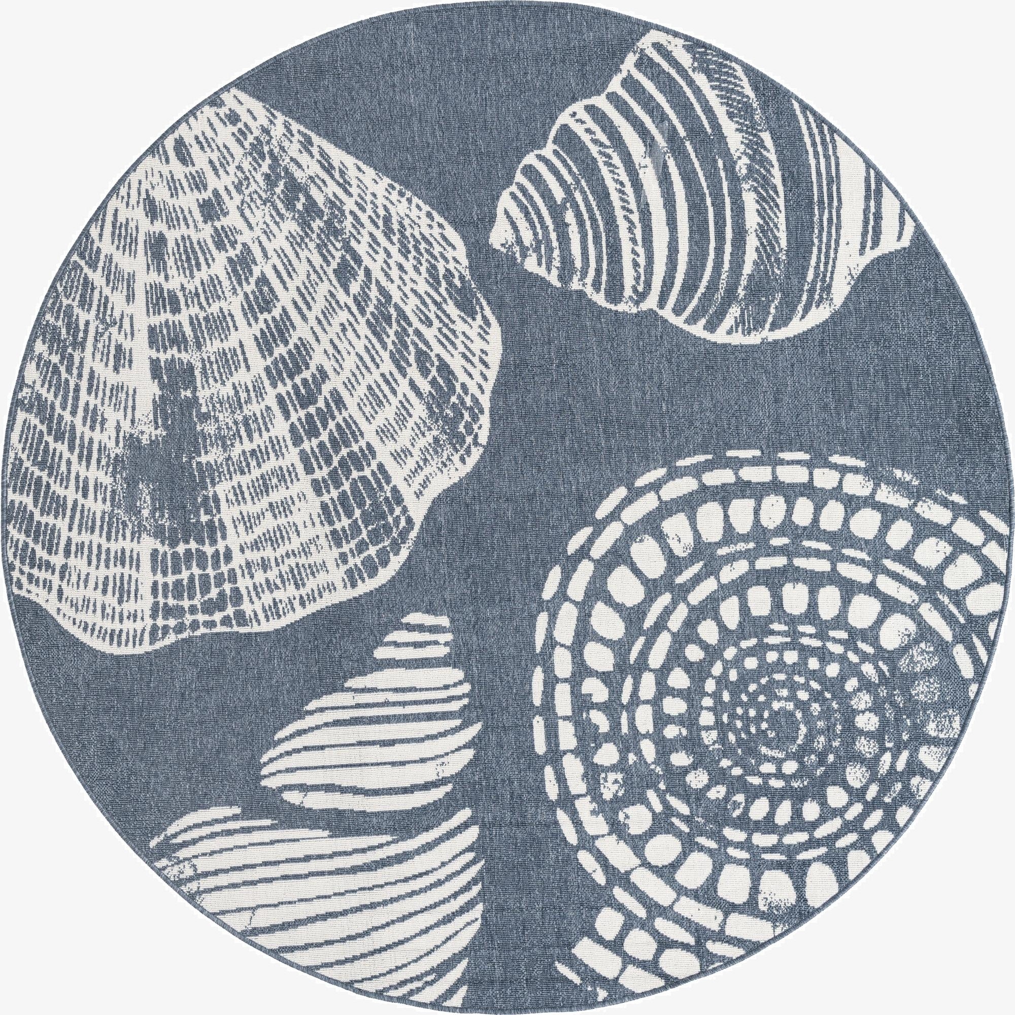  7' x 7'  Washable Coastal Indoor / Outdoor Round Rug