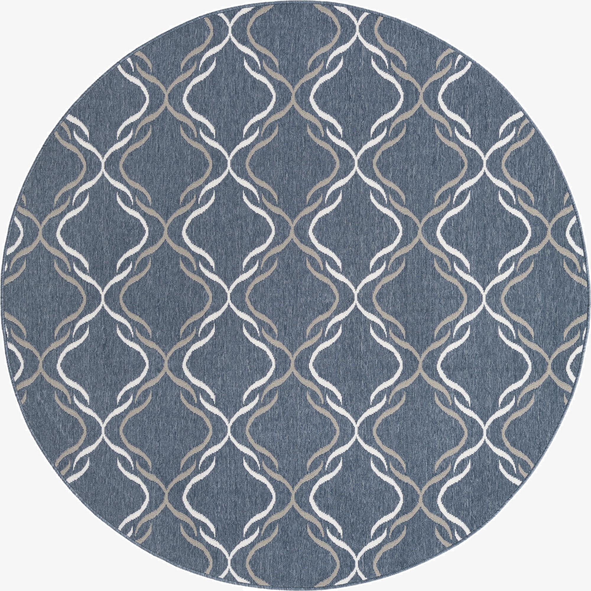  7' x 7'  Washable Lattice Indoor / Outdoor Round Rug