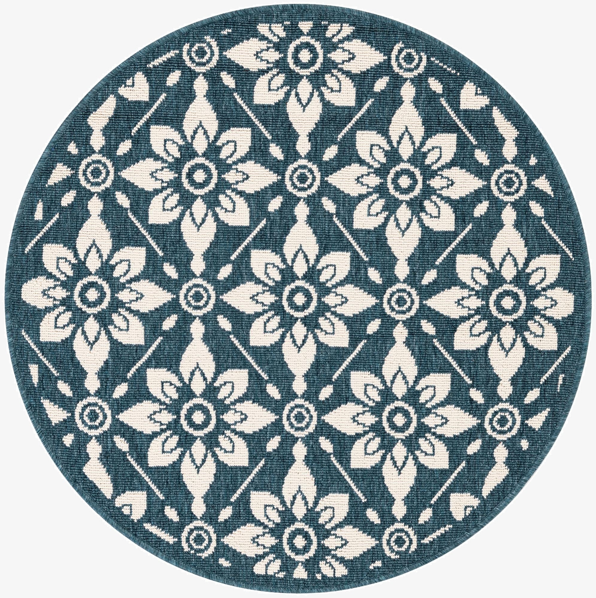  3' x 3'  Washable Lattice Indoor / Outdoor Round Rug