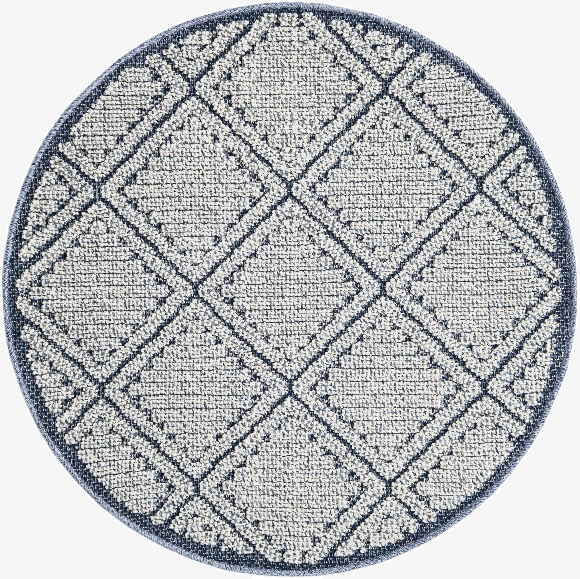  3' 1 x 3' 1  Washable Lattice Indoor / Outdoor Round Rug