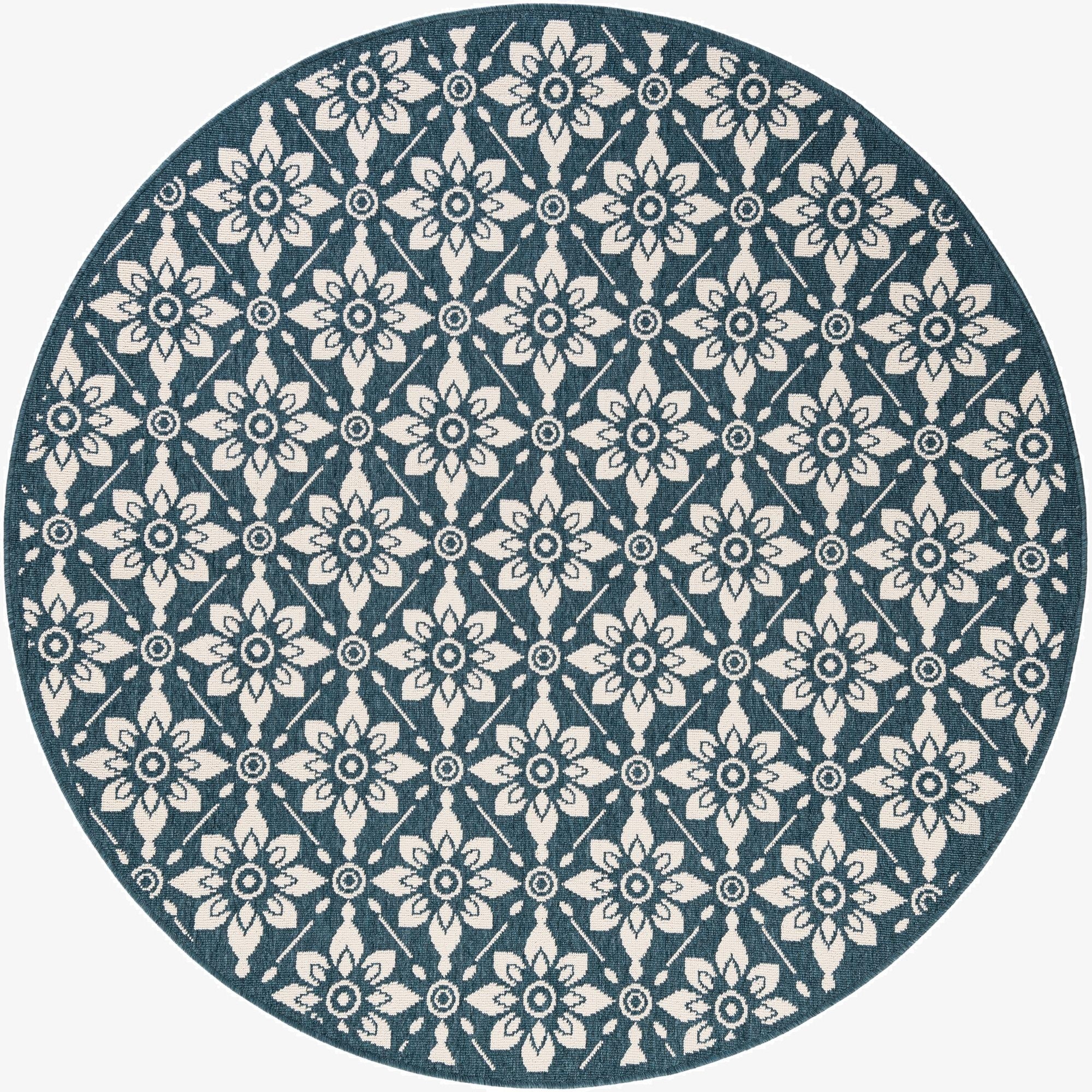  6' x 6'  Washable Lattice Indoor / Outdoor Round Rug