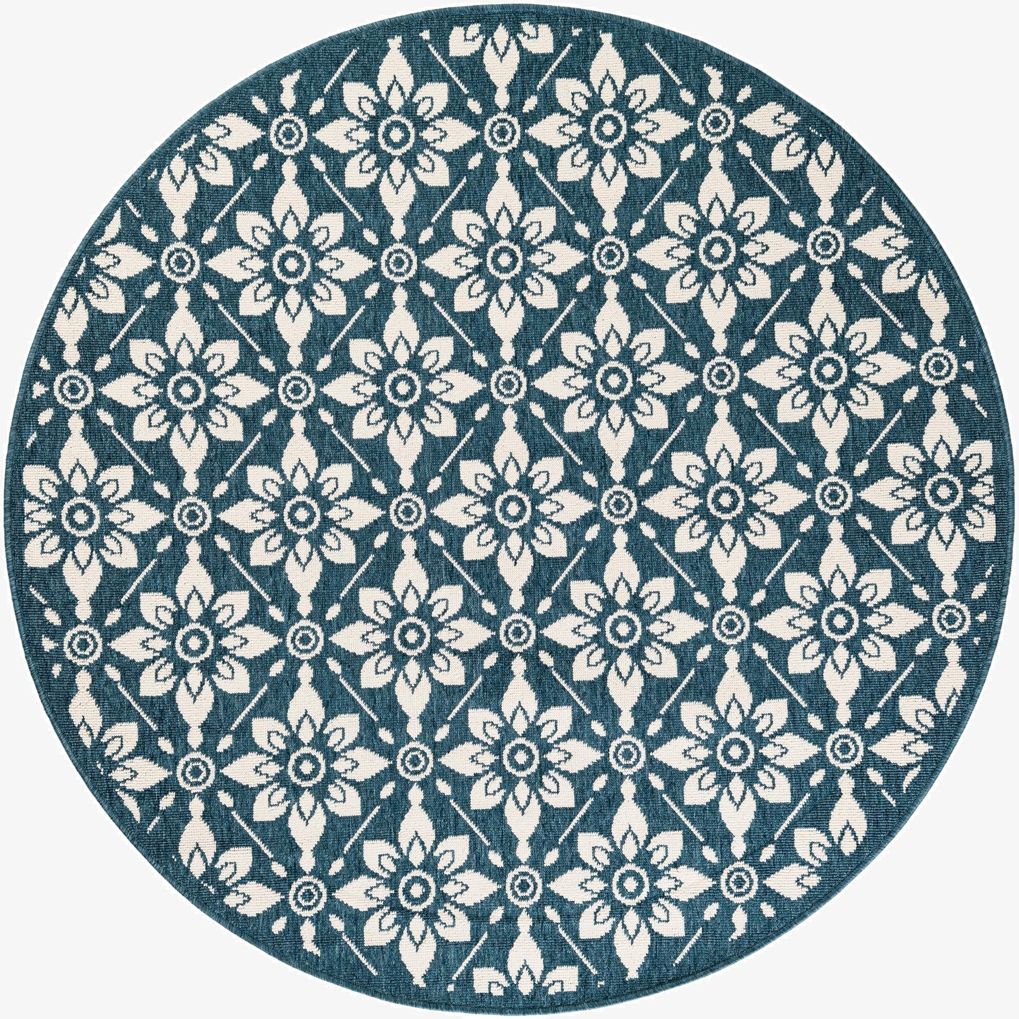  5' x 5'  Washable Lattice Indoor / Outdoor Round Rug
