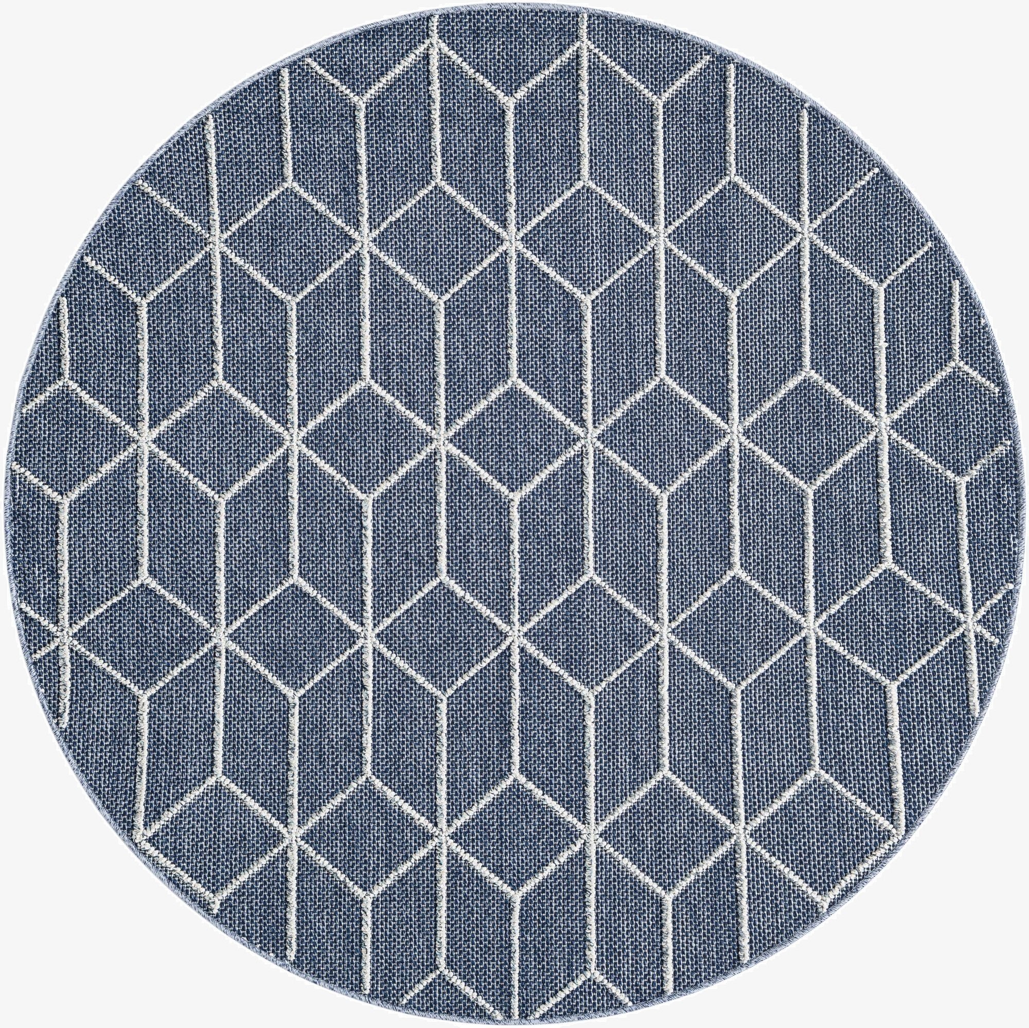  5' 3 x 5' 3  Washable Lattice Indoor / Outdoor Round Rug