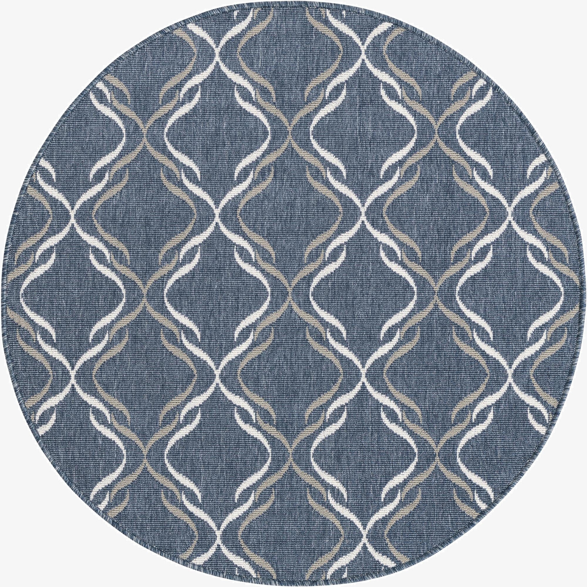 4' x 4'  Washable Lattice Indoor / Outdoor Round Rug