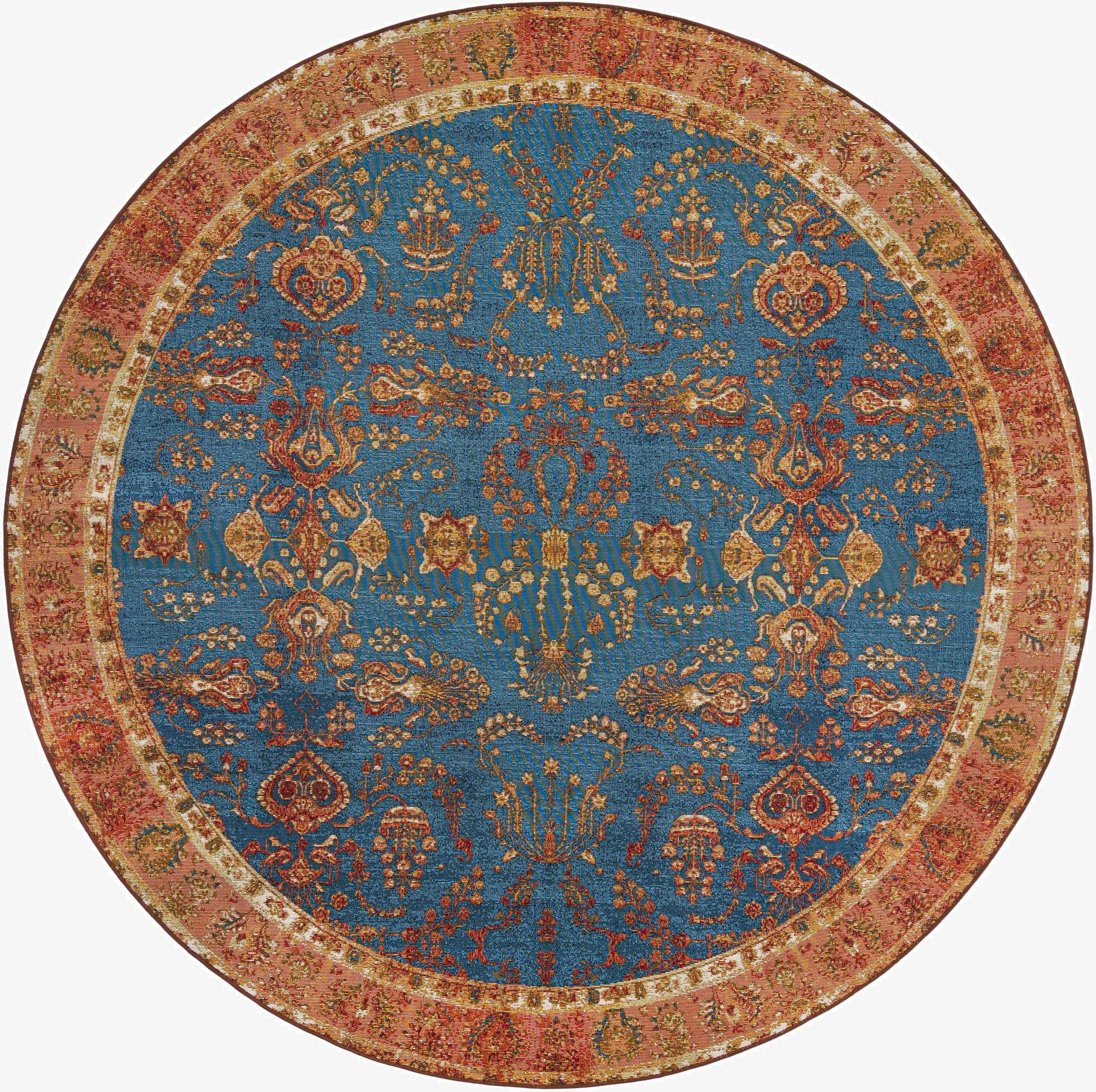 7' 10 x 7' 10  Washable Traditional Indoor / Outdoor Round Rug