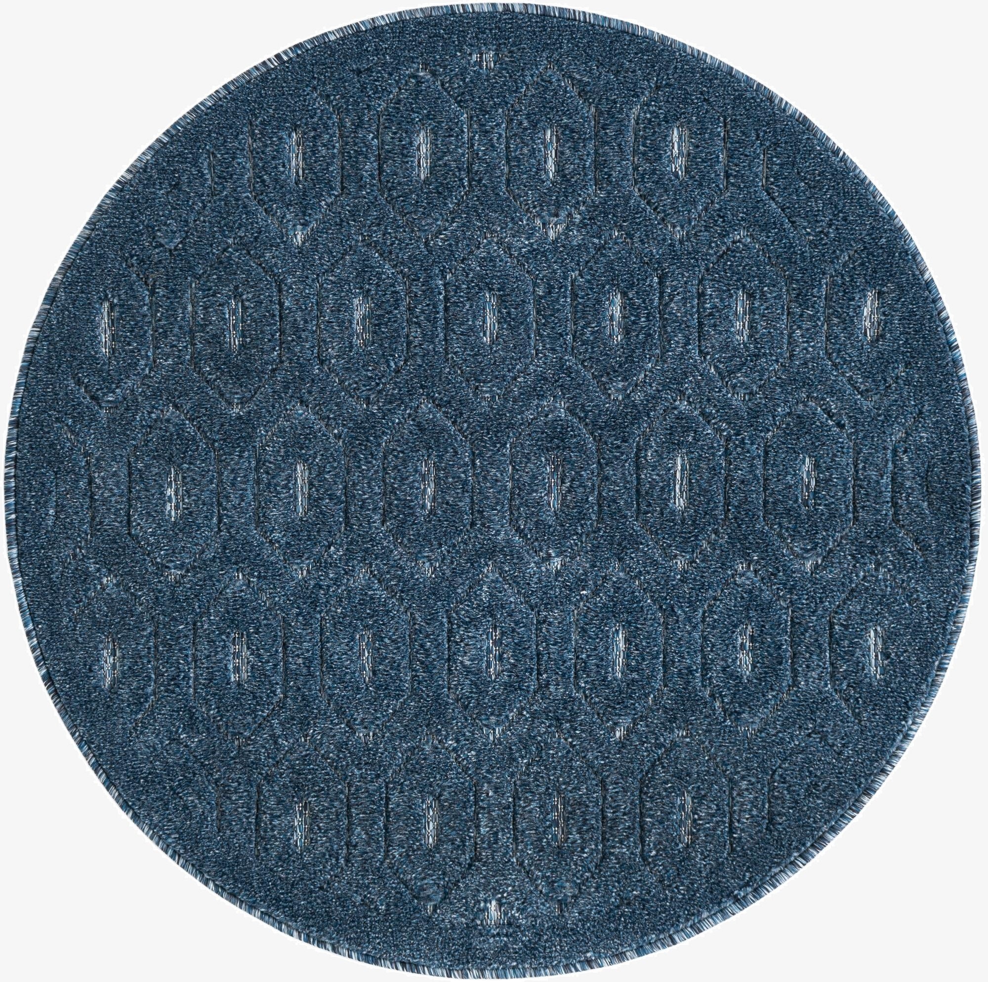  3' x 3'  Washable Trellis Textured Indoor / Outdoor Round Rug