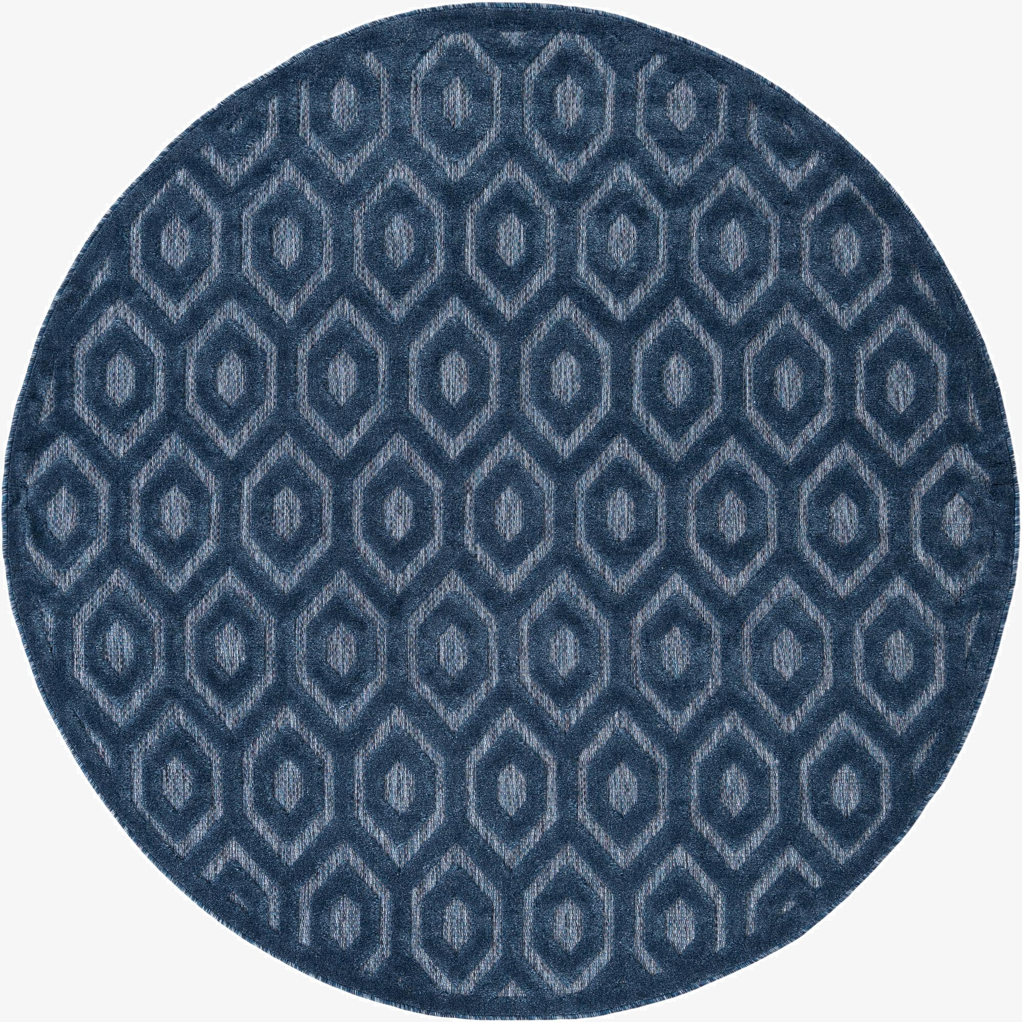  7' x 7'  Washable Trellis Textured Indoor / Outdoor Round Rug