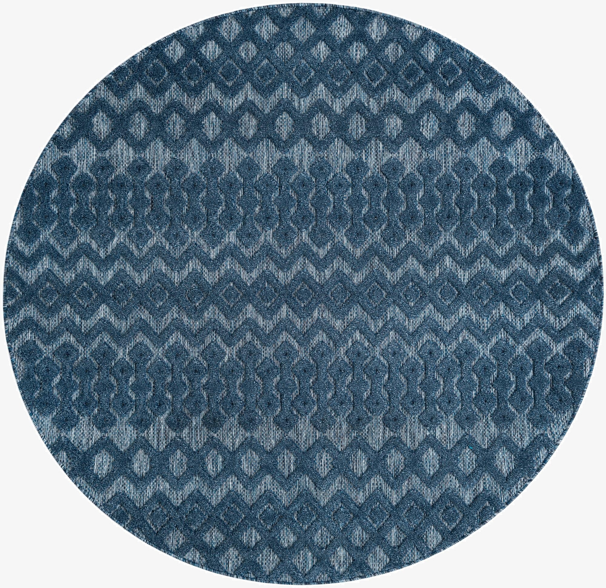  7' x 7'  Washable Trellis Textured Indoor / Outdoor Round Rug