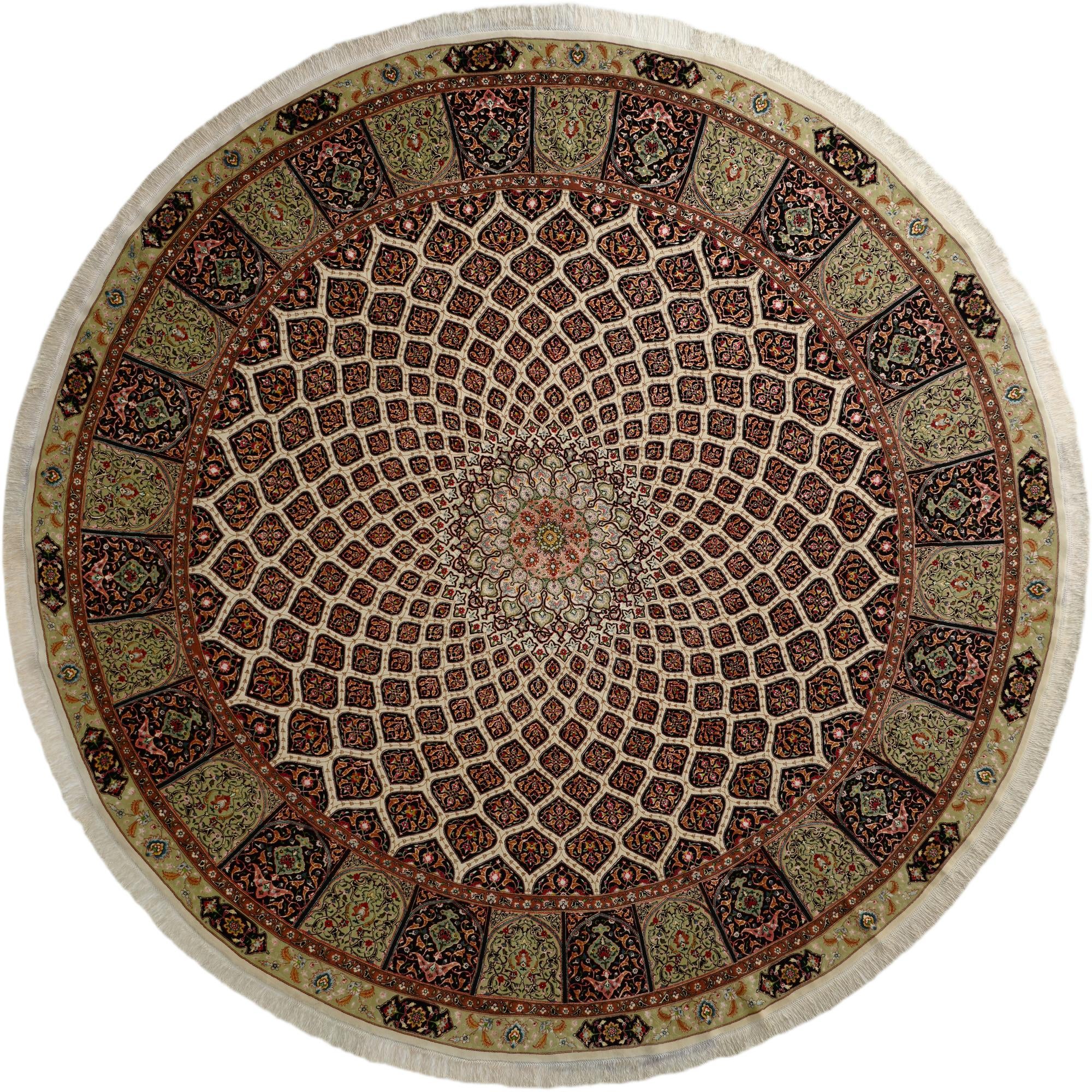  13' 3 x 13' 3  Hand Knotted Tabriz Persian Round Rug
