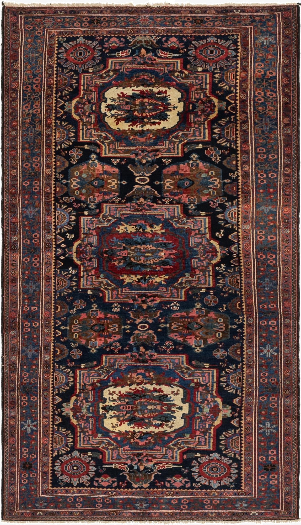  5' x 9' 4  Hand Knotted Bakhtiar Persian Wool Runner Rug