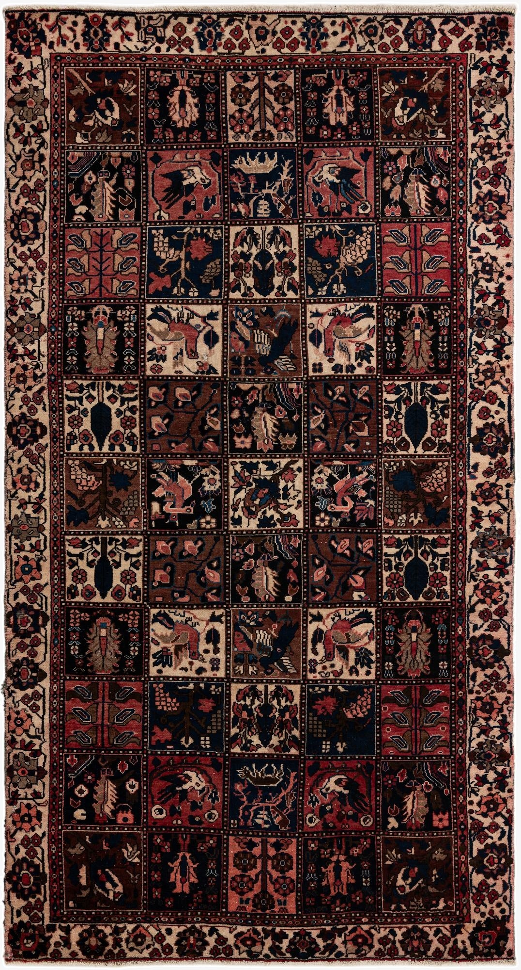  5' 1 x 9' 7  Hand Knotted Bakhtiar Persian Wool Runner Rug