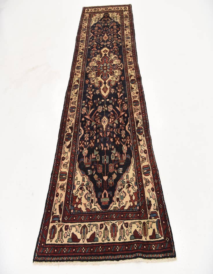 Detail image of 3' 8 x 9' 8 Hand Knotted Borchelu Persian Wool Runner Rug