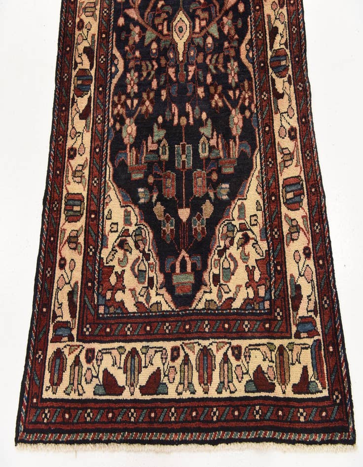 Detail image of 3' 8 x 9' 8 Hand Knotted Borchelu Persian Wool Runner Rug