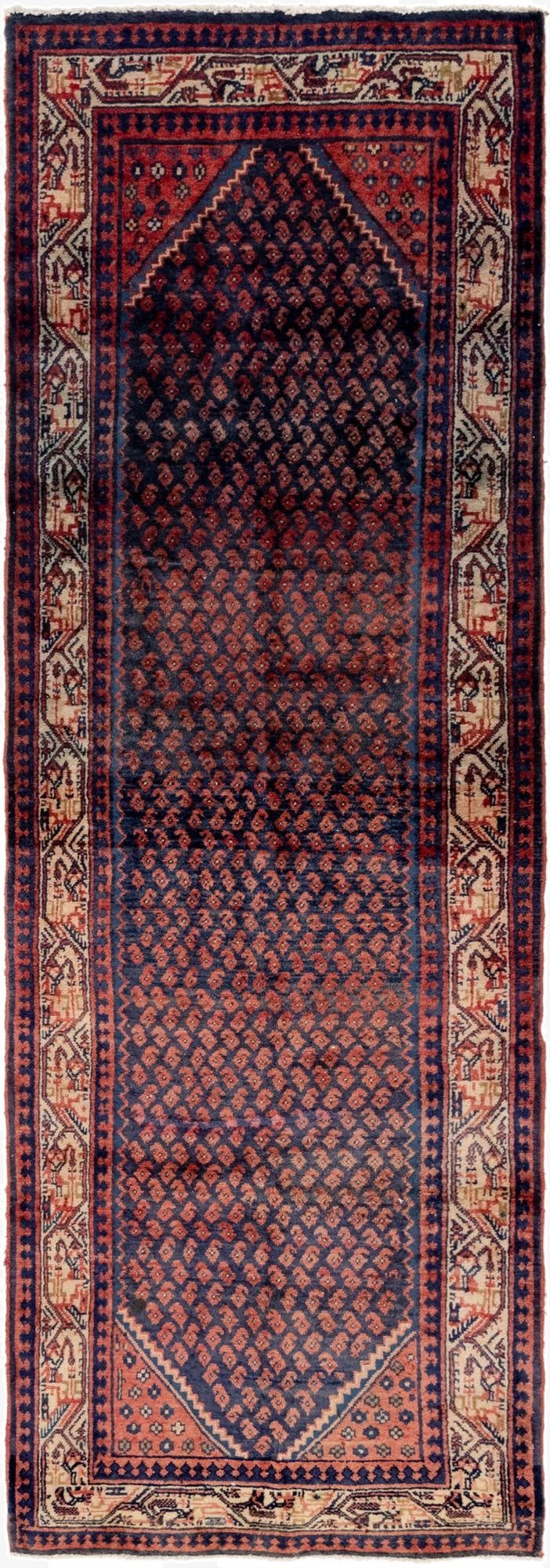  3' 5 x 10' 2  Hand Knotted Botemir Persian Wool Runner Rug