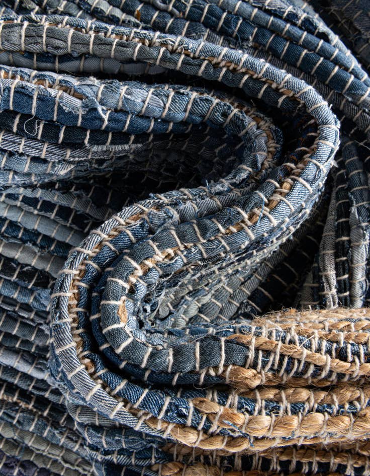 Detail image of  2' 2 x 6' 1  Hand Woven Chindi Jute Runner Rug
