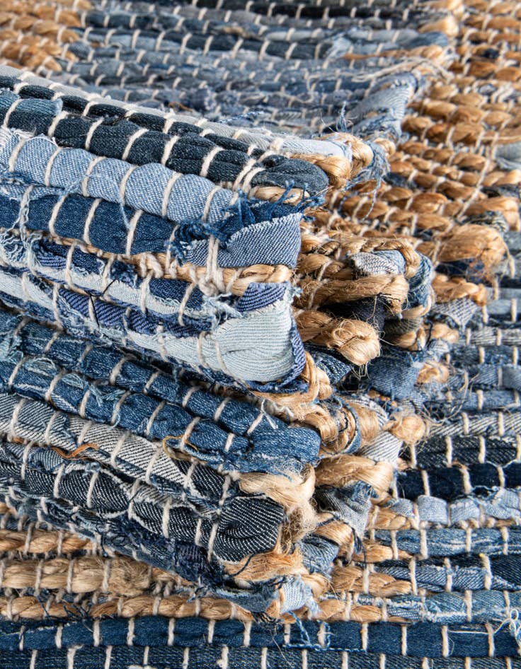 Detail image of  2' 2 x 6' 1  Hand Woven Chindi Jute Runner Rug