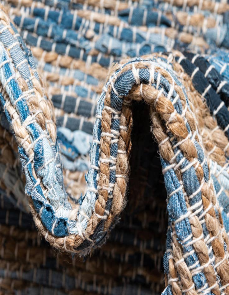 Detail image of  2' 2 x 6' 1  Hand Woven Chindi Jute Runner Rug