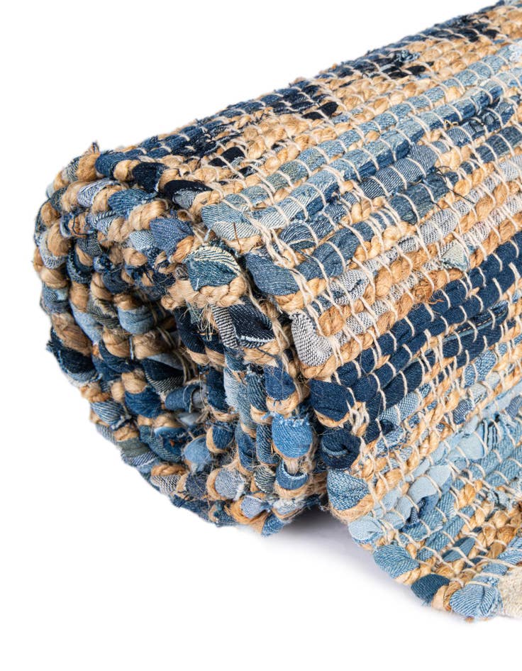 Detail image of  2' 2 x 6' 1  Hand Woven Chindi Jute Runner Rug