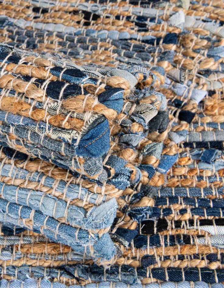 Detail image of  2' 2 x 6' 1  Hand Woven Chindi Jute Runner Rug