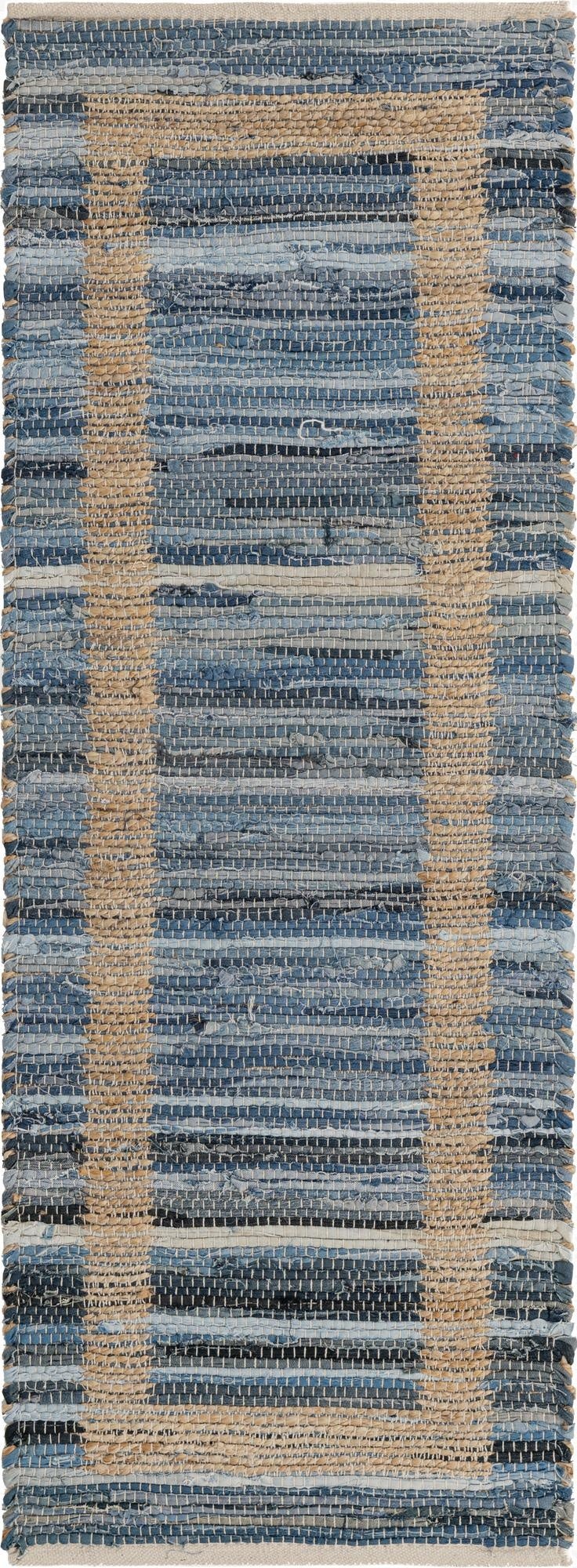  2' 2 x 6' 1  Hand Woven Chindi Jute Runner Rug