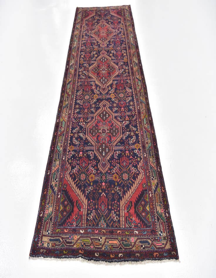 Detail image of 3' 8 x 9' 10 Hand Knotted Darjazin Persian Wool Runner Rug