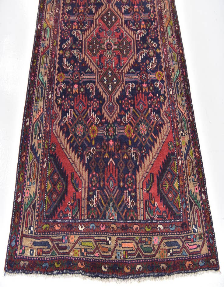 Detail image of 3' 8 x 9' 10 Hand Knotted Darjazin Persian Wool Runner Rug