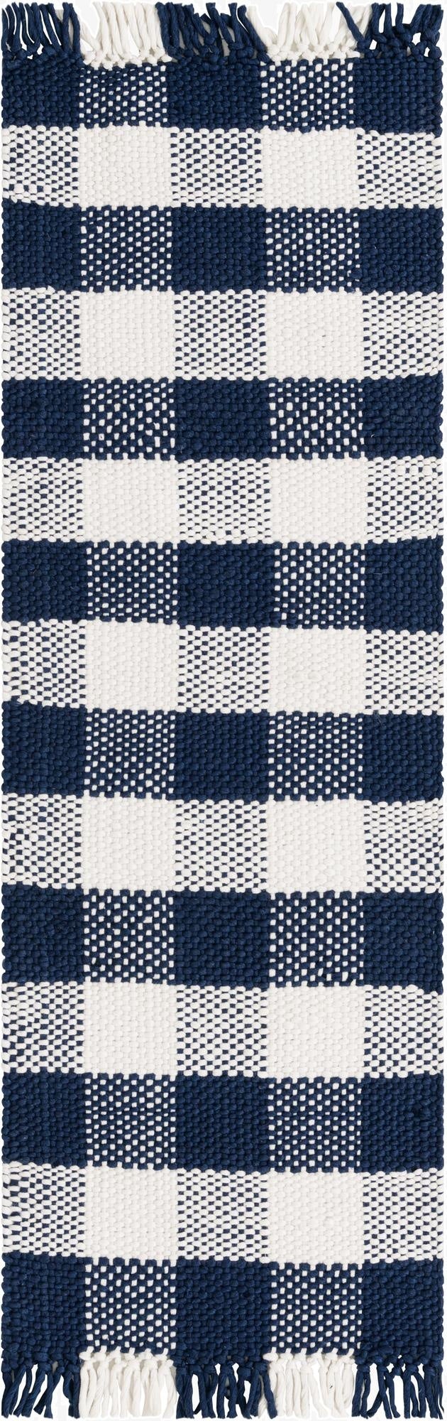  2' x 6' Eco Plaid   Washable Indoor / Outdoor Runner Rug