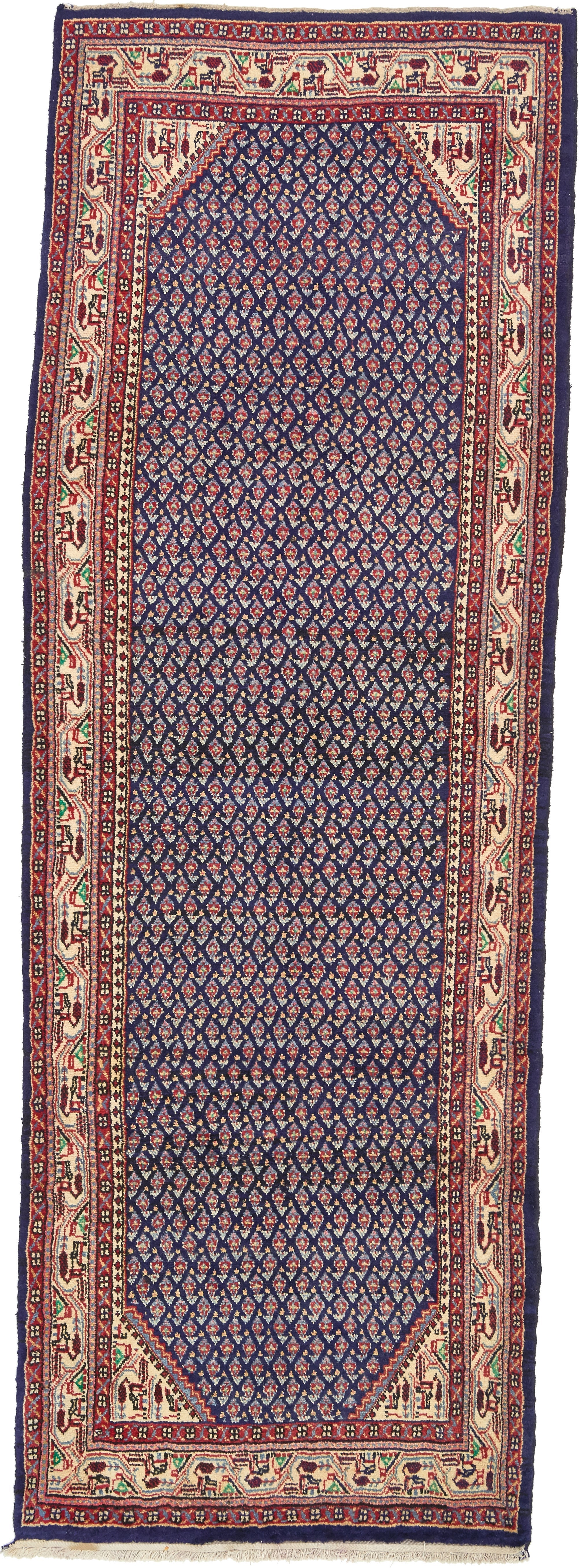  3' 8 x 10' 8  Hand Knotted Farahan Persian Wool Runner Rug