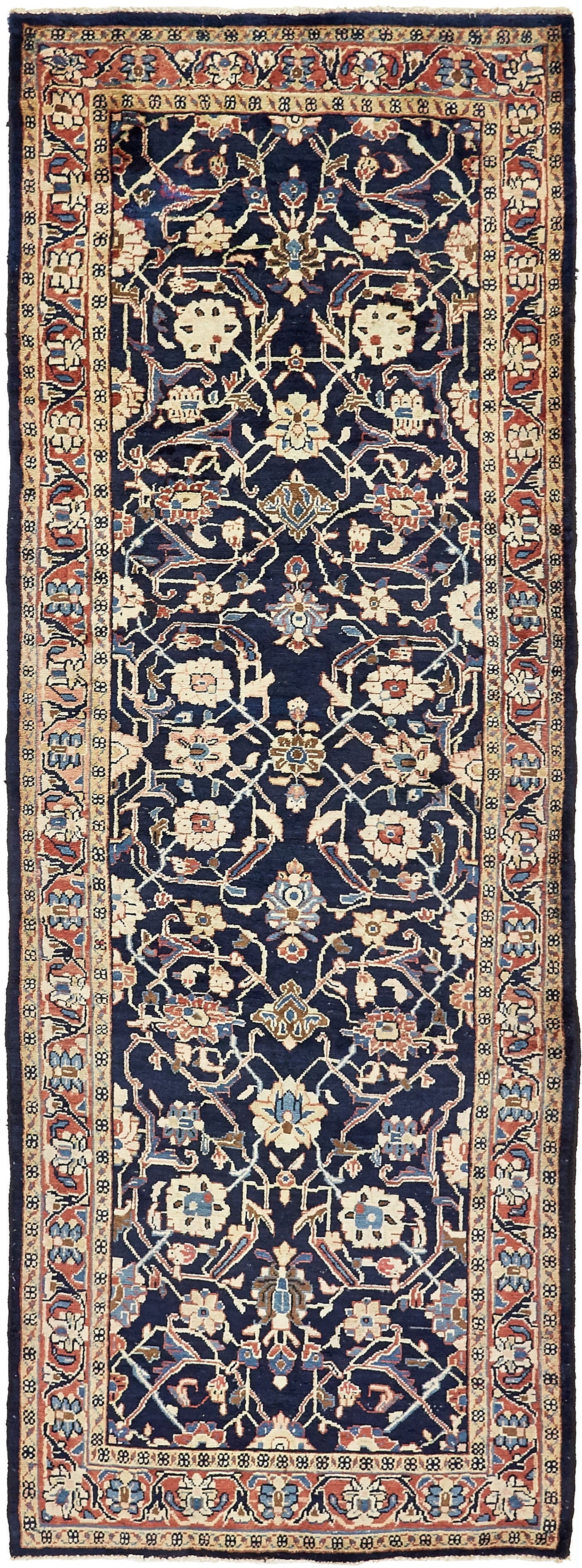  3' 9 x 10'  Hand Knotted Farahan Persian Wool Runner Rug
