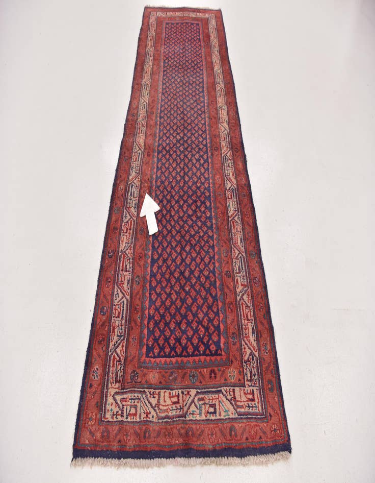 Detail image of  3' 5 x 10'  Hand Knotted Farahan Persian Wool Runner Rug