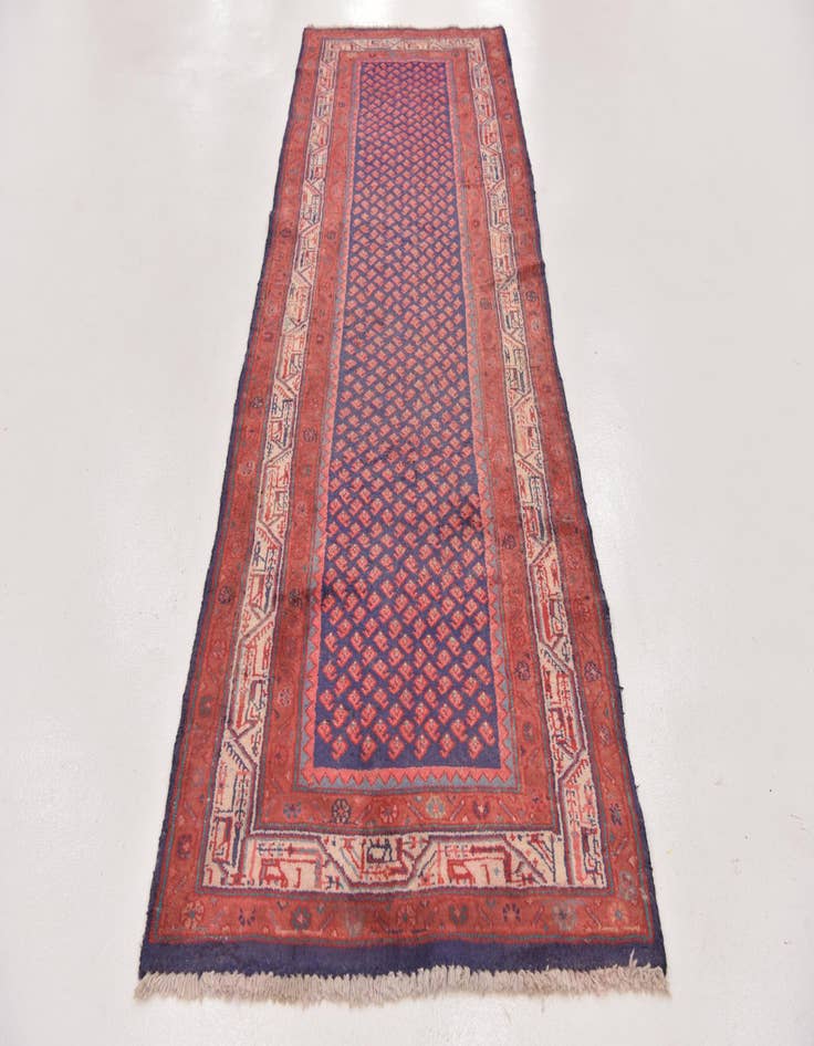 Detail image of  3' 5 x 10'  Hand Knotted Farahan Persian Wool Runner Rug