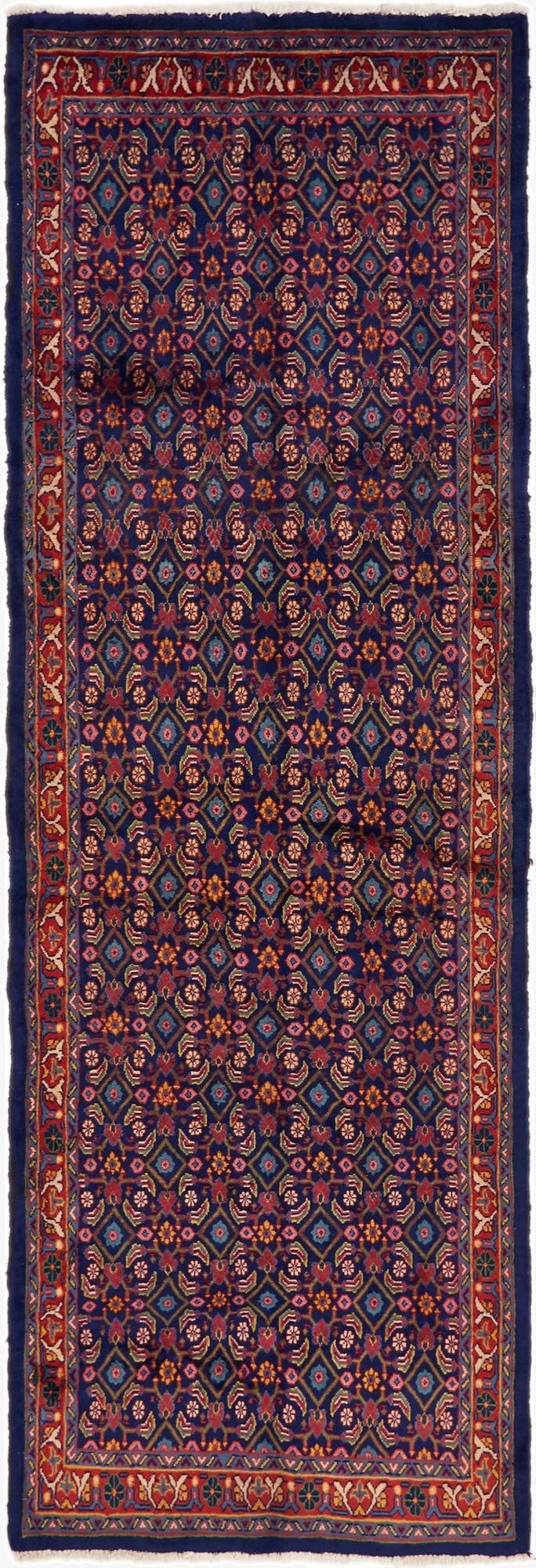  3' 7 x 10' 8  Hand Knotted Farahan Persian Wool Runner Rug
