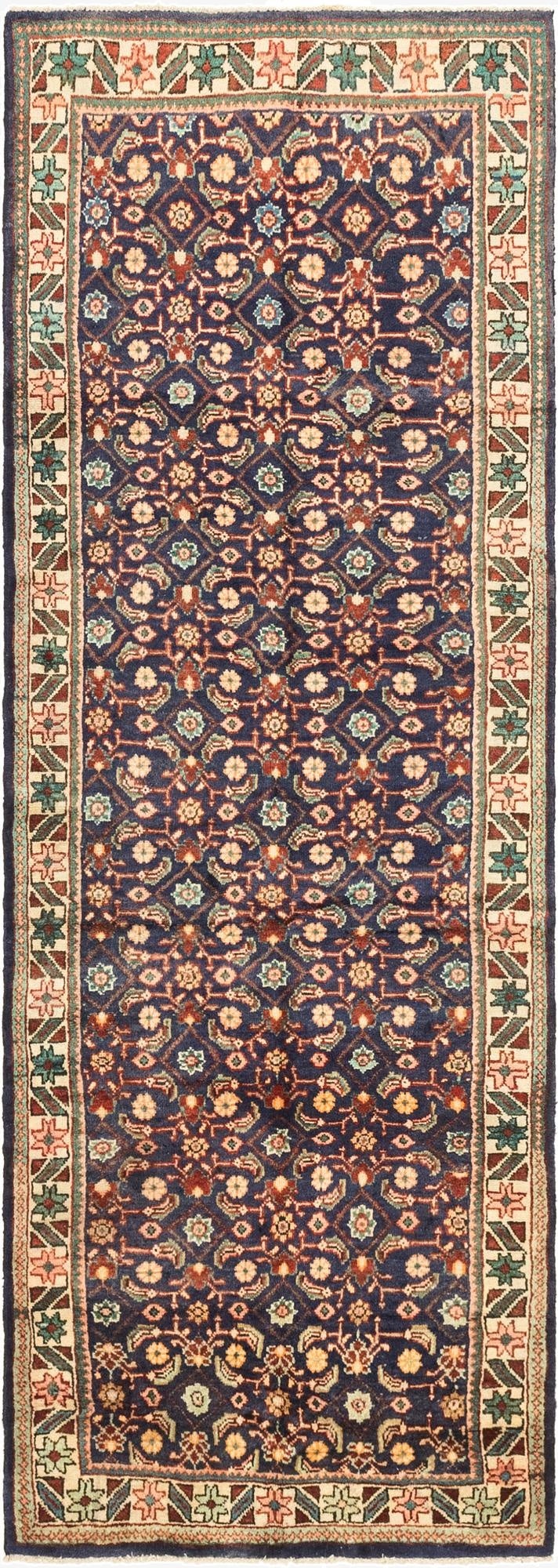  3' 4 x 9' 9  Hand Knotted Farahan Persian Wool Runner Rug
