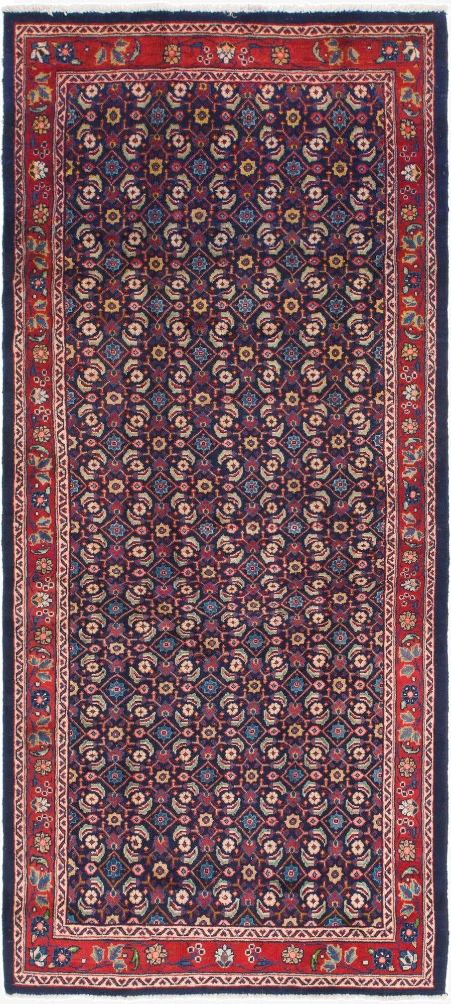  4' 6 x 10' 3  Hand Knotted Farahan Persian Wool Runner Rug
