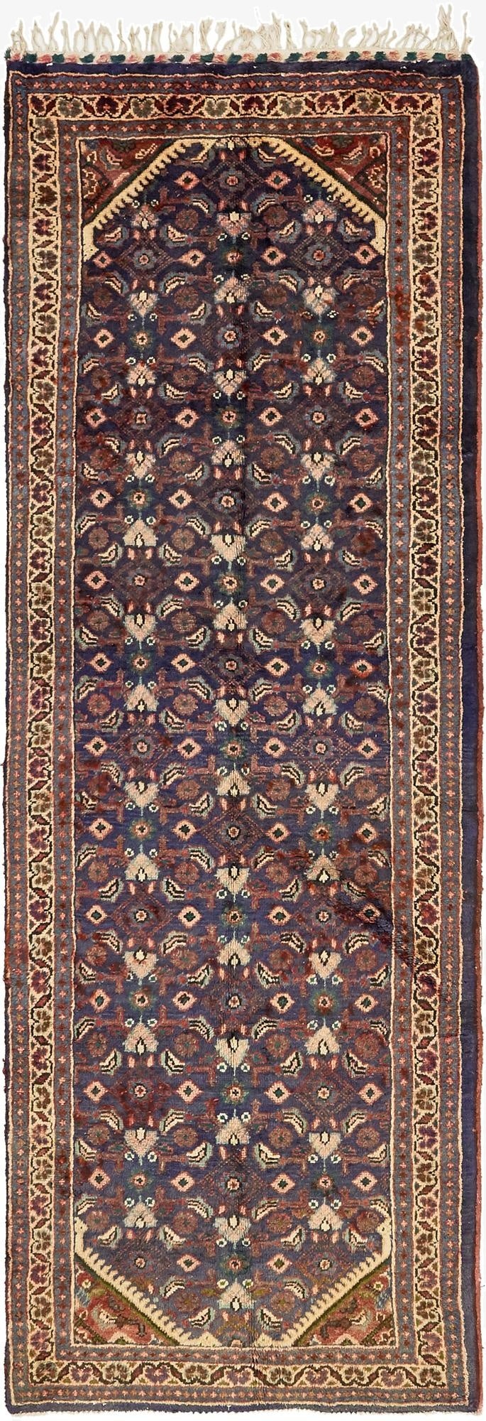  3' 5 x 10' 5  Hand Knotted Farahan Persian Wool Runner Rug