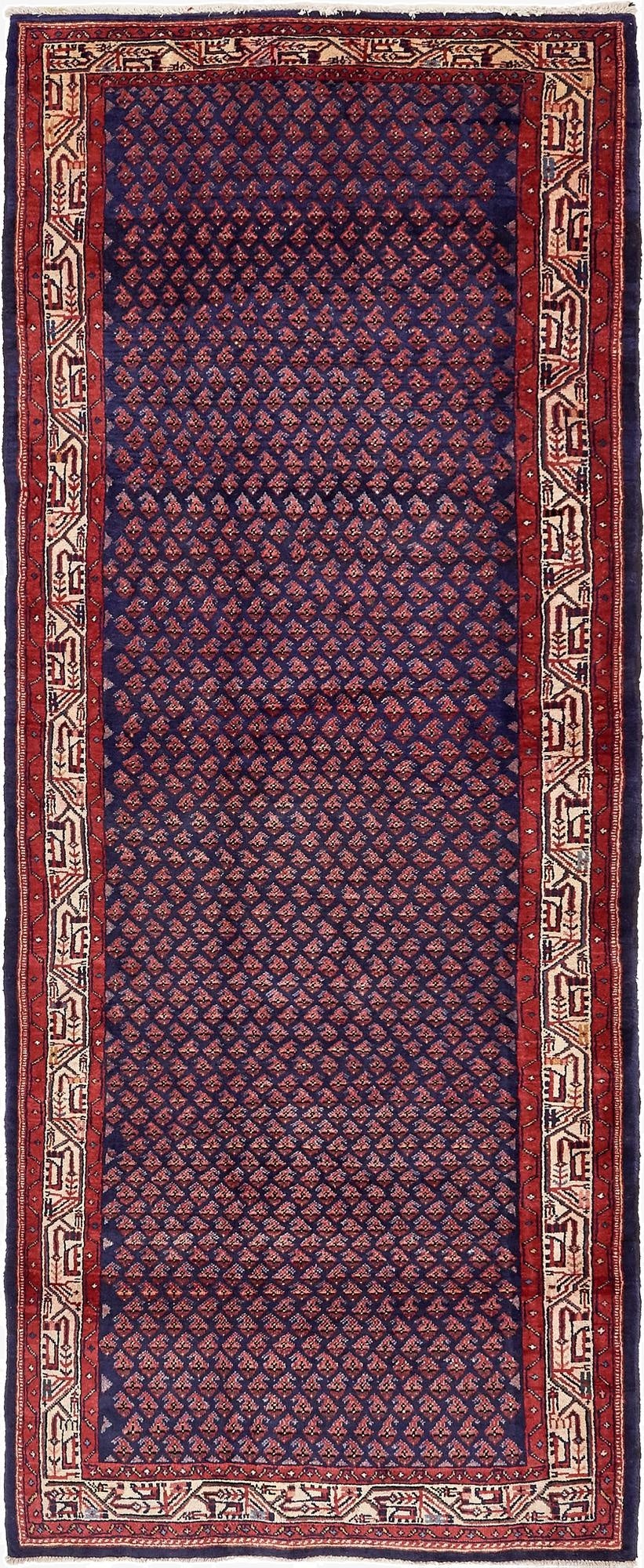  4' 5 x 11'  Hand Knotted Farahan Persian Wool Runner Rug