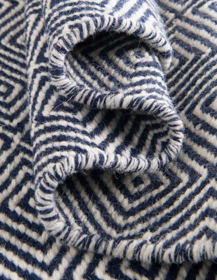 Navy Blue 2' x 8' Hand Woven Geo Trellis Flatweave Runner Rug | Rugs.com