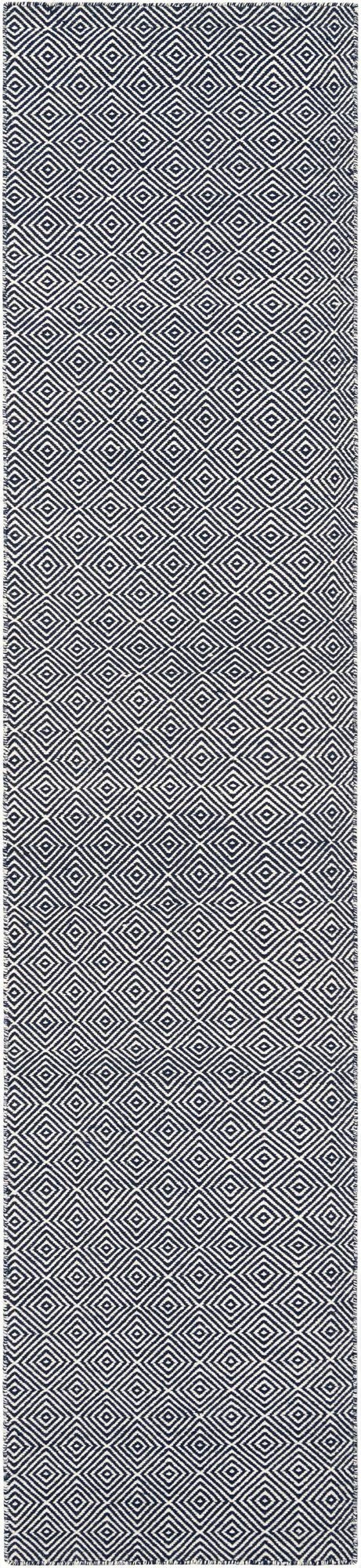  2' 7 x 12'  Hand Woven Geo Trellis Flatweave Runner Rug