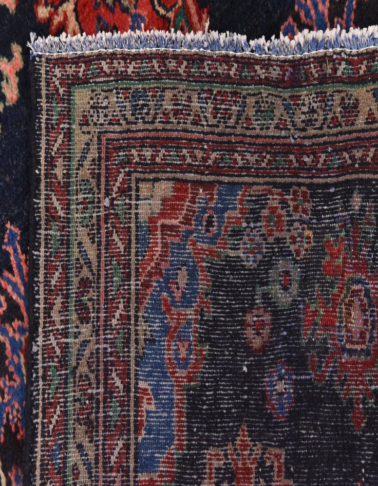 Detail image of  3' 7 x 9' 9  Hand Knotted Hamedan Persian Wool Runner Rug
