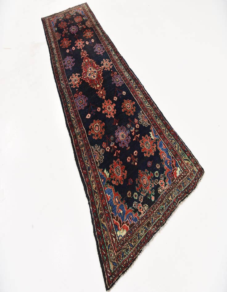 Detail image of  3' 7 x 9' 9  Hand Knotted Hamedan Persian Wool Runner Rug