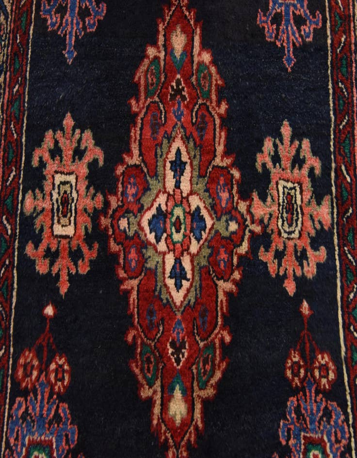 Detail image of  3' 7 x 9' 9  Hand Knotted Hamedan Persian Wool Runner Rug