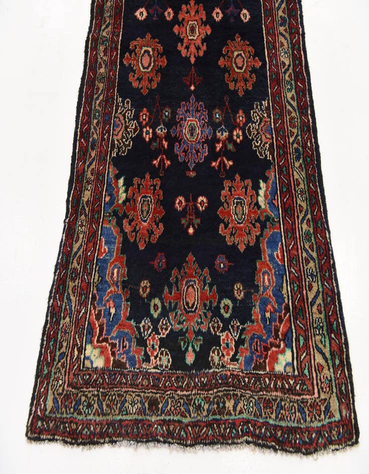 Detail image of  3' 7 x 9' 9  Hand Knotted Hamedan Persian Wool Runner Rug