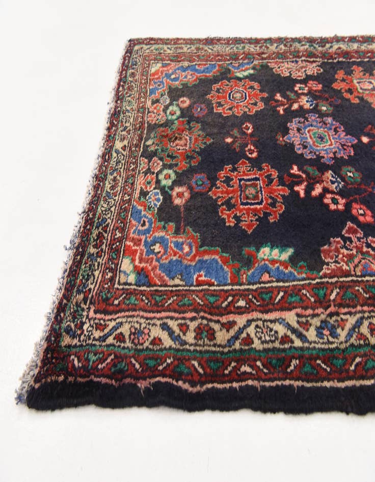 Detail image of  3' 7 x 9' 9  Hand Knotted Hamedan Persian Wool Runner Rug