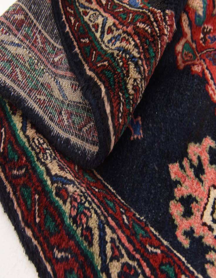 Detail image of  3' 7 x 9' 9  Hand Knotted Hamedan Persian Wool Runner Rug