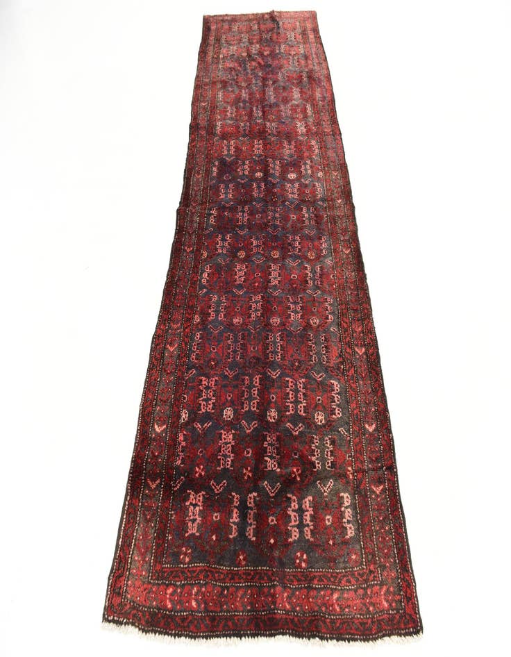 Detail image of  3' 6 x 9' 7  Hand Knotted Hamedan Persian Wool Runner Rug