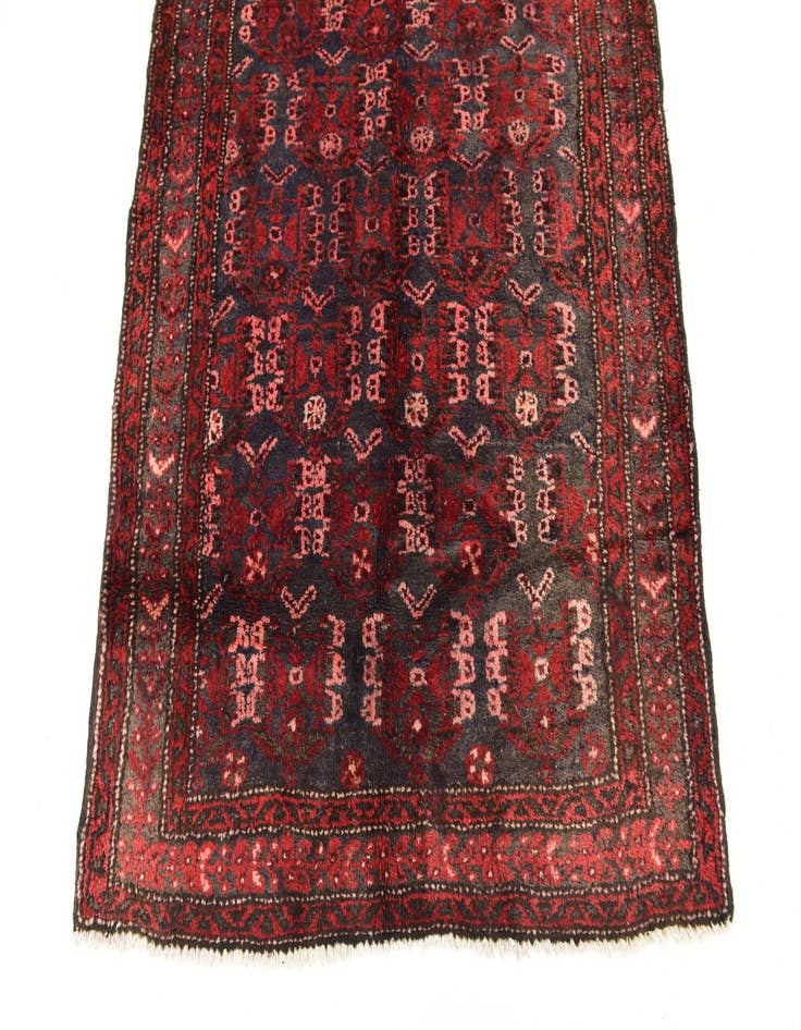 Detail image of  3' 6 x 9' 7  Hand Knotted Hamedan Persian Wool Runner Rug