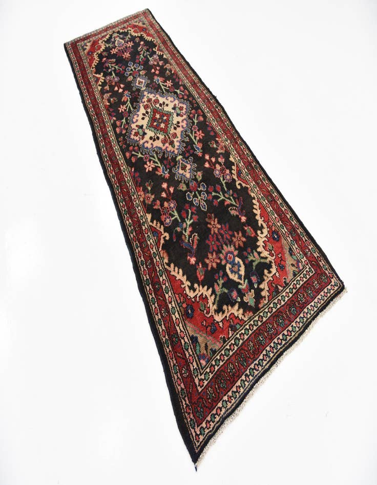 Detail image of  3' 7 x 9' 10  Hand Knotted Hamedan Persian Wool Runner Rug